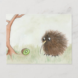 Cartão Postal Kiwi Bird e Fruta de Kiwi