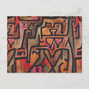 Cartão Postal Klee Abstrato Red Expressionist Patterno