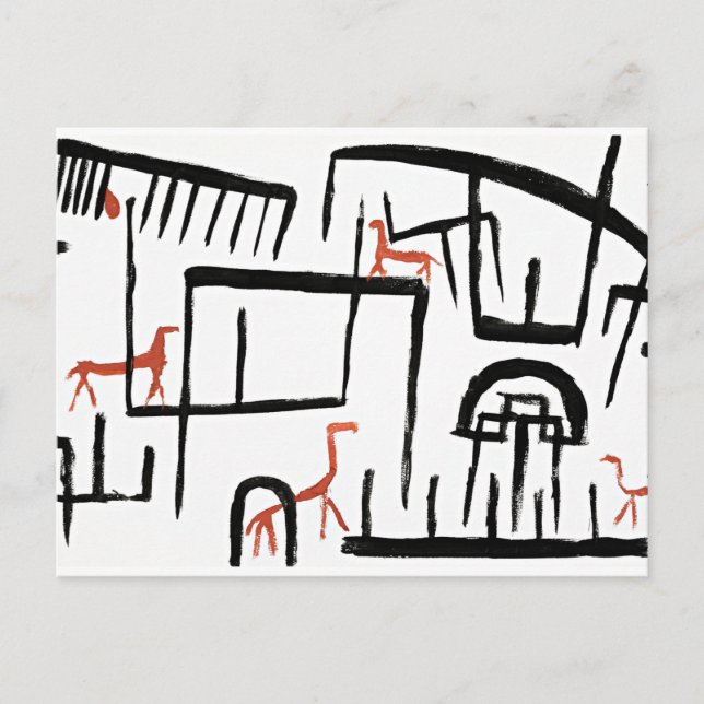 Cartão Postal Klee - Animais em um gabinete (Frente)