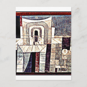 Cartão Postal Klee - Arquitetura em Vermelho e Verde