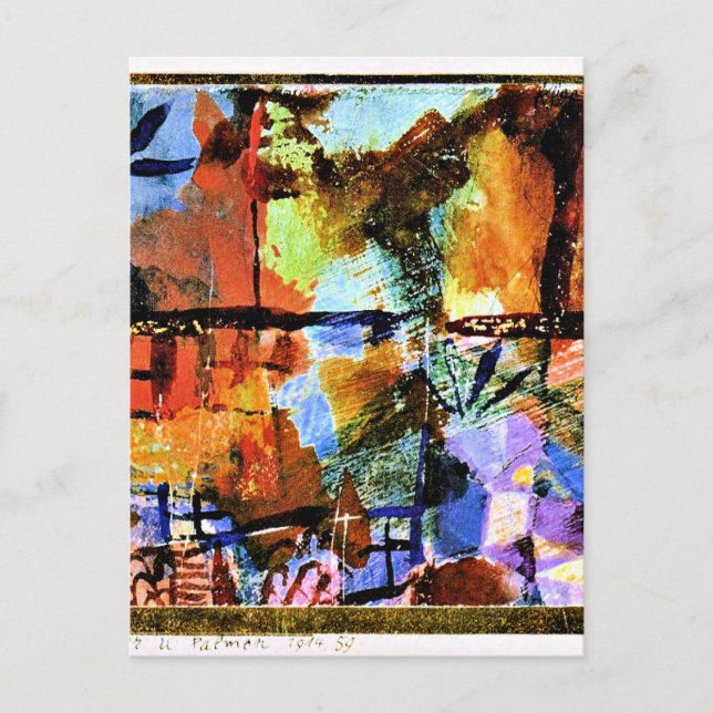 Cartão Postal Klee - Casas e Palmeiras (Frente)