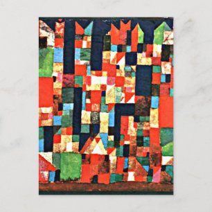 Cartão Postal Klee - Imagem da Cidade com vermelho e verde