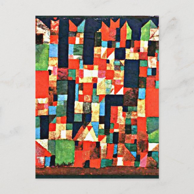 Cartão Postal Klee - Imagem da Cidade com vermelho e verde (Frente)