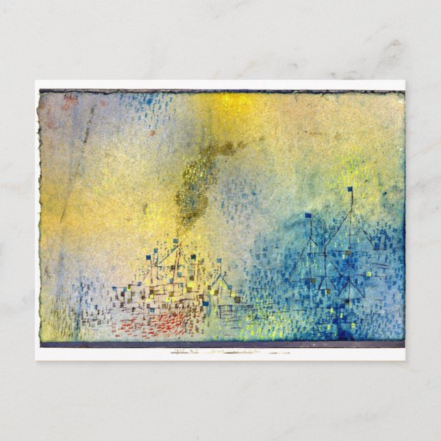 Cartão Postal Klee - Noite quente no porto (Frente)