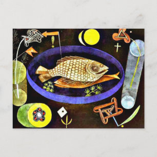 Cartão Postal Klee - Pintura de peixes-redondos