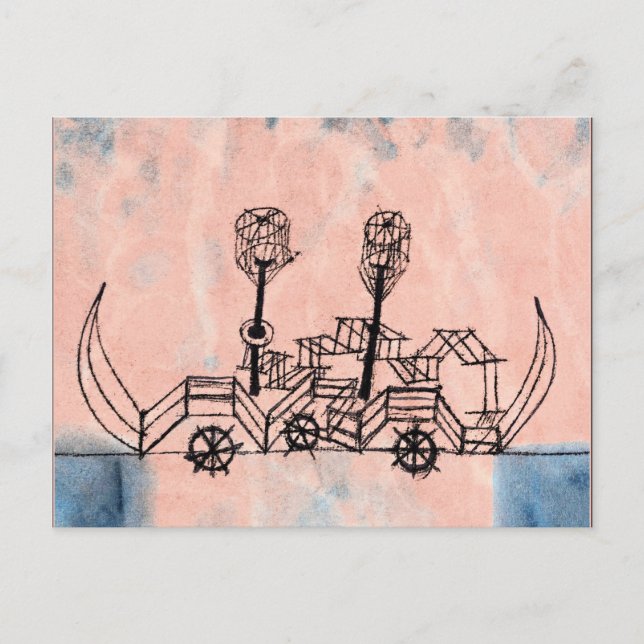 Cartão Postal Klee - Velha Steamboat, abstrato art (Frente)