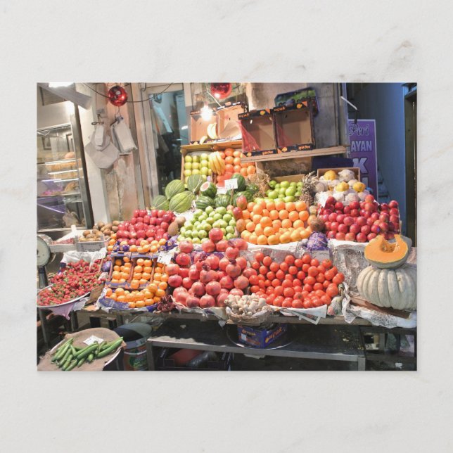 Cartão Postal kleurrijke fruitkraam (Frente)