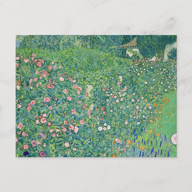 Cartão Postal Klimt Floral Italiana Paisagem Arte Nouveau (Frente)