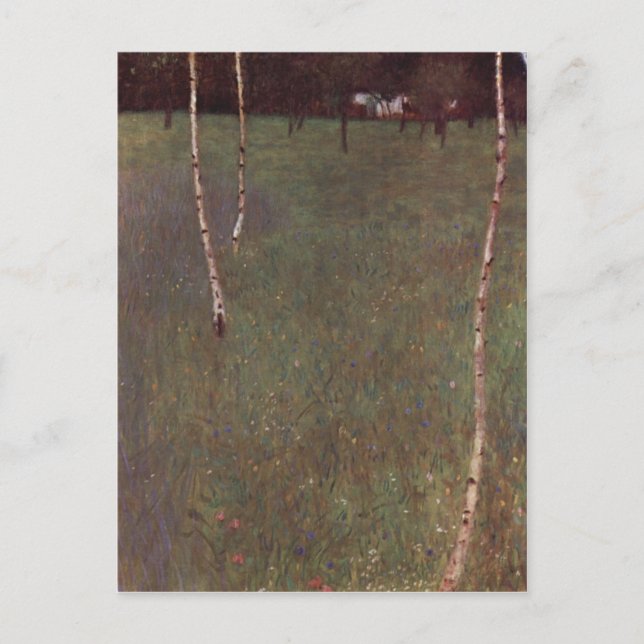 Cartão Postal Klimt, Gustav Bauernhaus mit Birken 1900 Technique (Frente)