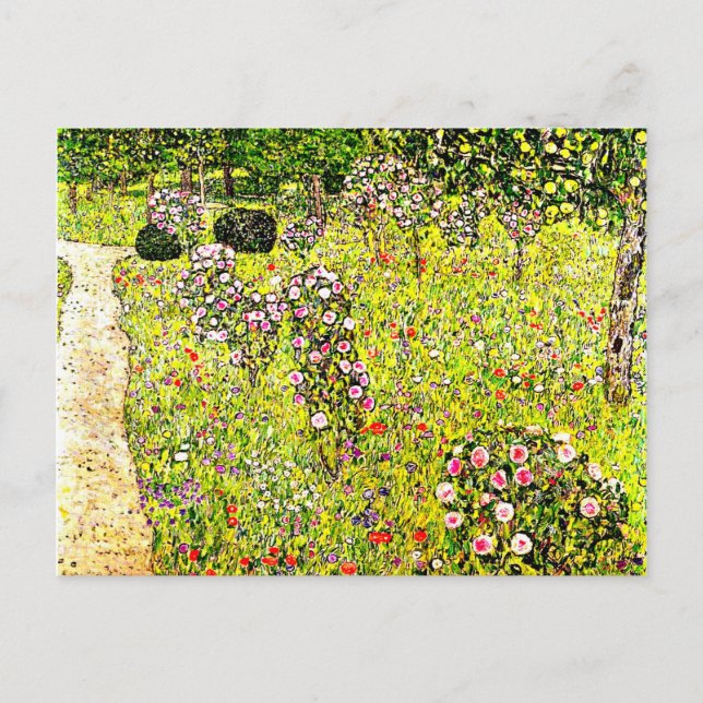 Cartão Postal Klimt - Jardim de Frutas com Rosas, arte de Gustav (Frente)
