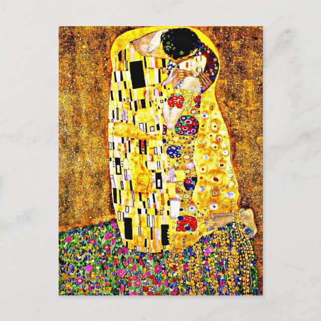 Cartão Postal Klimt - O Beijo, famosa pintura, (Frente)