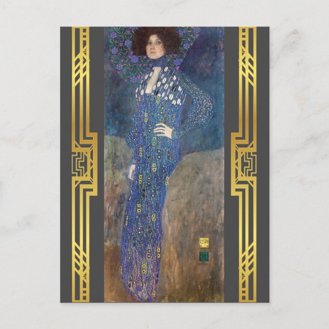 Cartão Postal Klimt Restaurou a pintura de Emilie Floge Art Nouv (Frente)