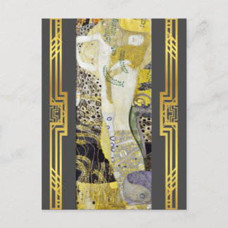Cartão Postal Klimt Restaurou Serpentes de Água Pintura de Nouve