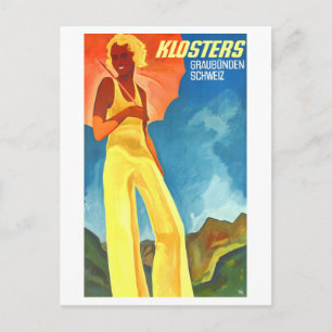 Cartão Postal Klosters Graubunden Suiça Vintage
