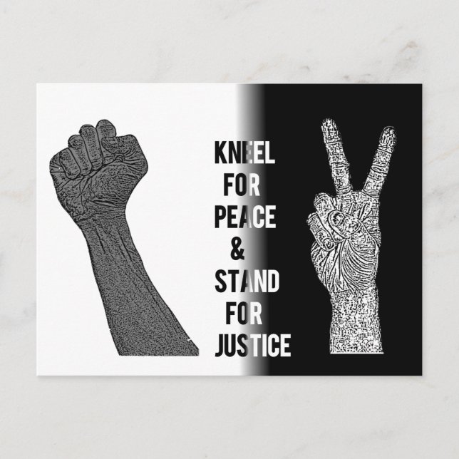 Cartão Postal Kneel for Peace and Stand for Justice (Frente)