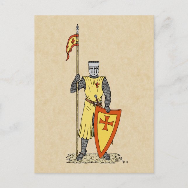 Cartão Postal Knight Medieval Early 13 Century (Frente)