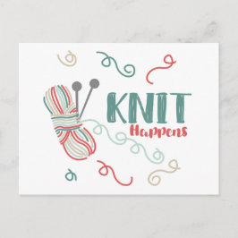 Cartão Postal Knit Acontece w. Fios Multicolores - Tecidos Engra
