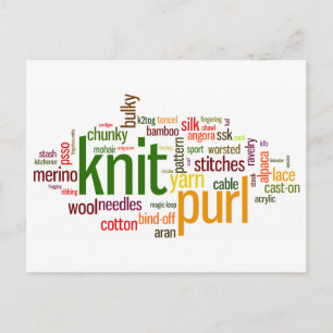 Cartão Postal Knit Purl Knitting Lexicon para Knitters