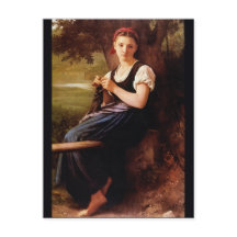 Knitting Mulher por William-Adolphe Bouguereau