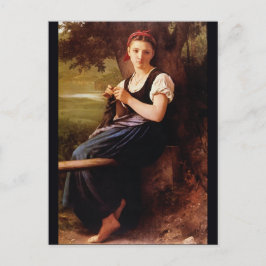 Cartão Postal Knitting Mulher por William-Adolphe Bouguereau