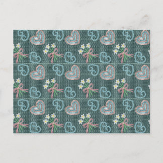 Cartão Postal Knitting Style Hand Drawn Postcard