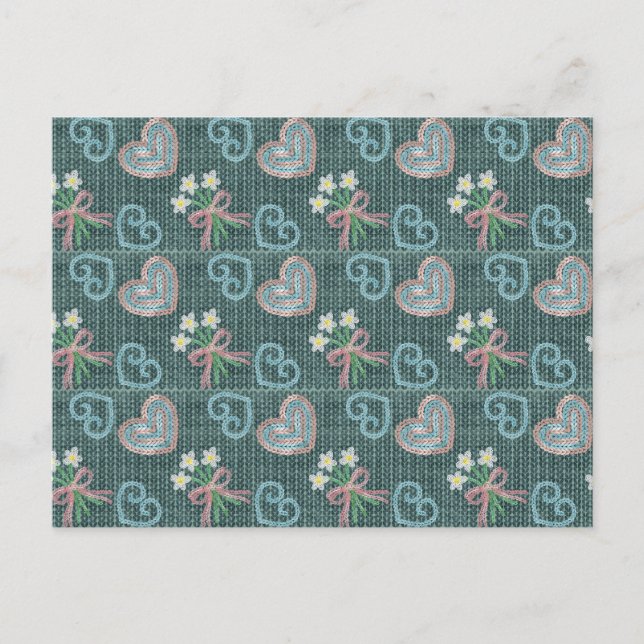 Cartão Postal Knitting Style Hand Drawn Postcard (Frente)