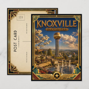 Cartão Postal Knoxville Tennessee Arte Deco Vintage Idade Dourad
