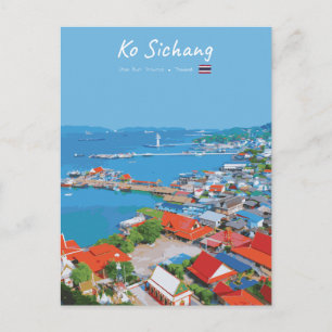 Cartão Postal Ko Sichang, Tailândia - Vista Vibrante do Porto