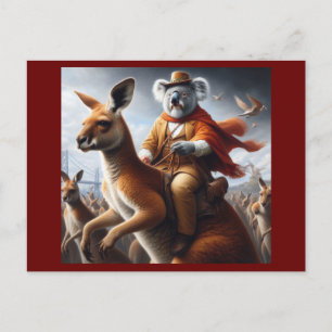 Cartão Postal Koala Kangaroo Rider