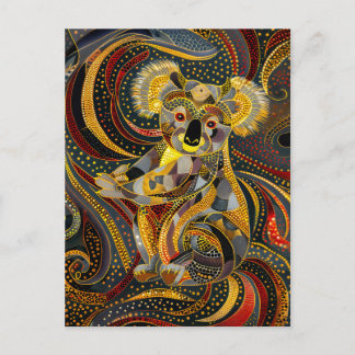 Cartão Postal Koala no Estilo de Arte Ponto Aborigine