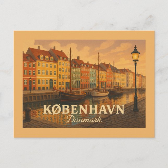 Cartão Postal København Nyhavn Harbor (Frente)