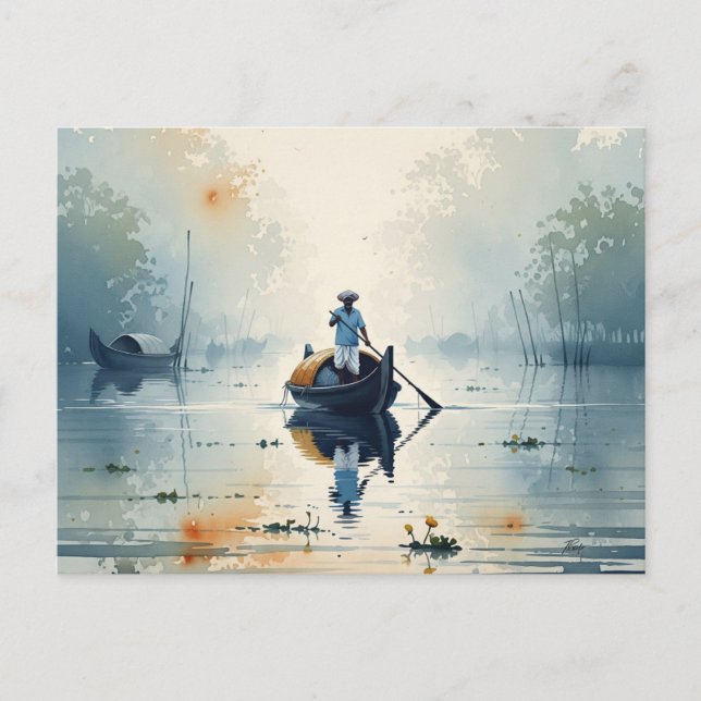 Cartão Postal Kochi Kerala India Misty Morning (Frente)