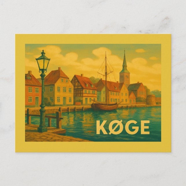 Cartão Postal Køge Dinamarca Cidade Velha (Frente)
