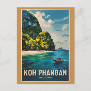 Cartão Postal Koh Phangan Tailândia Viagem Arte Vintage