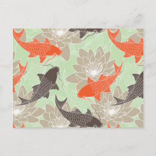 Cartão Postal Koi Pattern