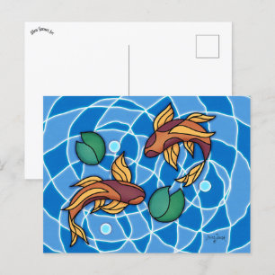 Cartão Postal Koi Pond