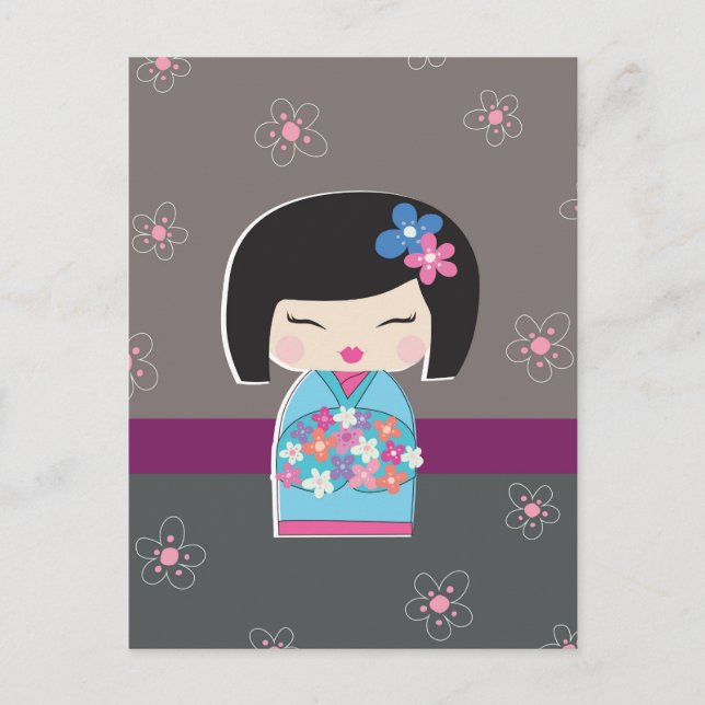 Cartão postal Kokeshi Doll japonês (Frente)
