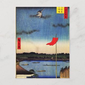 Cartão Postal Komakata Salão e ponte de Azuma (駒形堂吾嬬橋)