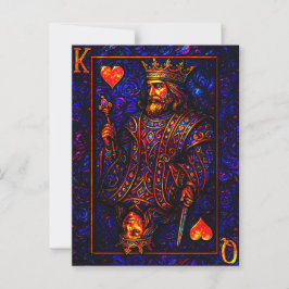 Cartão Postal König und Königin der Herzen - Spielkarten Illustr