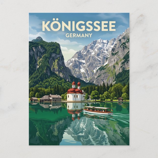 Cartão Postal Königssee Alemanha (Frente)