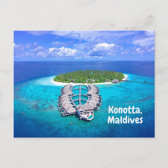 Cartão Postal Konotta, Maldives Beauful Resort na Ilha (Frente)