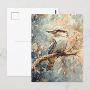 Cartão Postal Kookaburra numa Aquarela Árvore