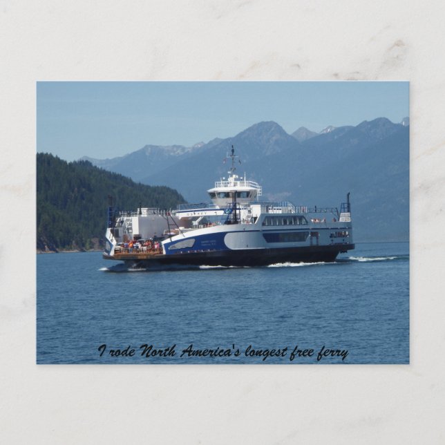 Cartão Postal Kootenay Lake Ferry, Colúmbia Britânica (Frente)