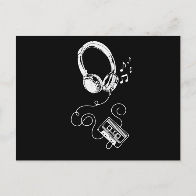 Cartão Postal Kopfhörer und Kassette (Frente)