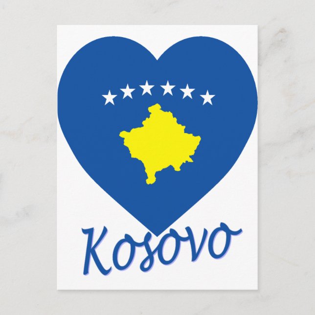 Cartão Postal Kosovo Flag Heart (Frente)