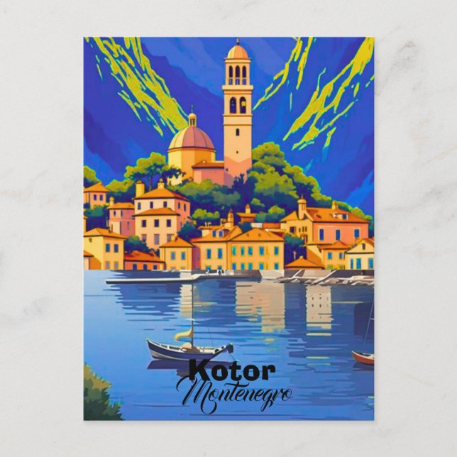 Cartão Postal Kotor Montenegro Travel Art Postcard, Kotor Travel (Frente)