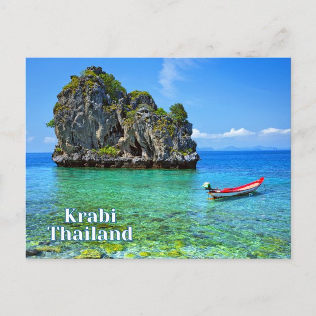 Cartão Postal Krabi, Tailândia, Large Rock, BeauLinda Praia (Frente)
