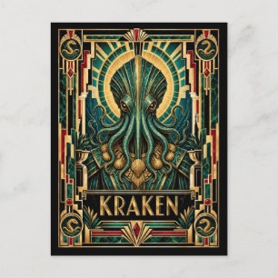 Cartão Postal Kraken, Art Deco Mitológico
