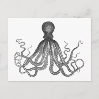 Cartão Postal Kraken - Octopus Gigante Negro / Cthulu