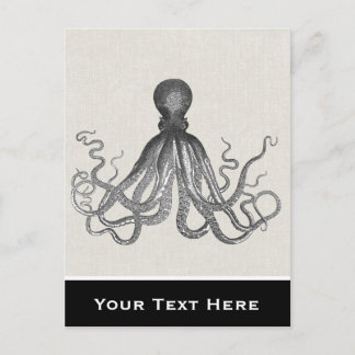 Cartão Postal Kraken - Octopus Gigante Negro / Cthulu